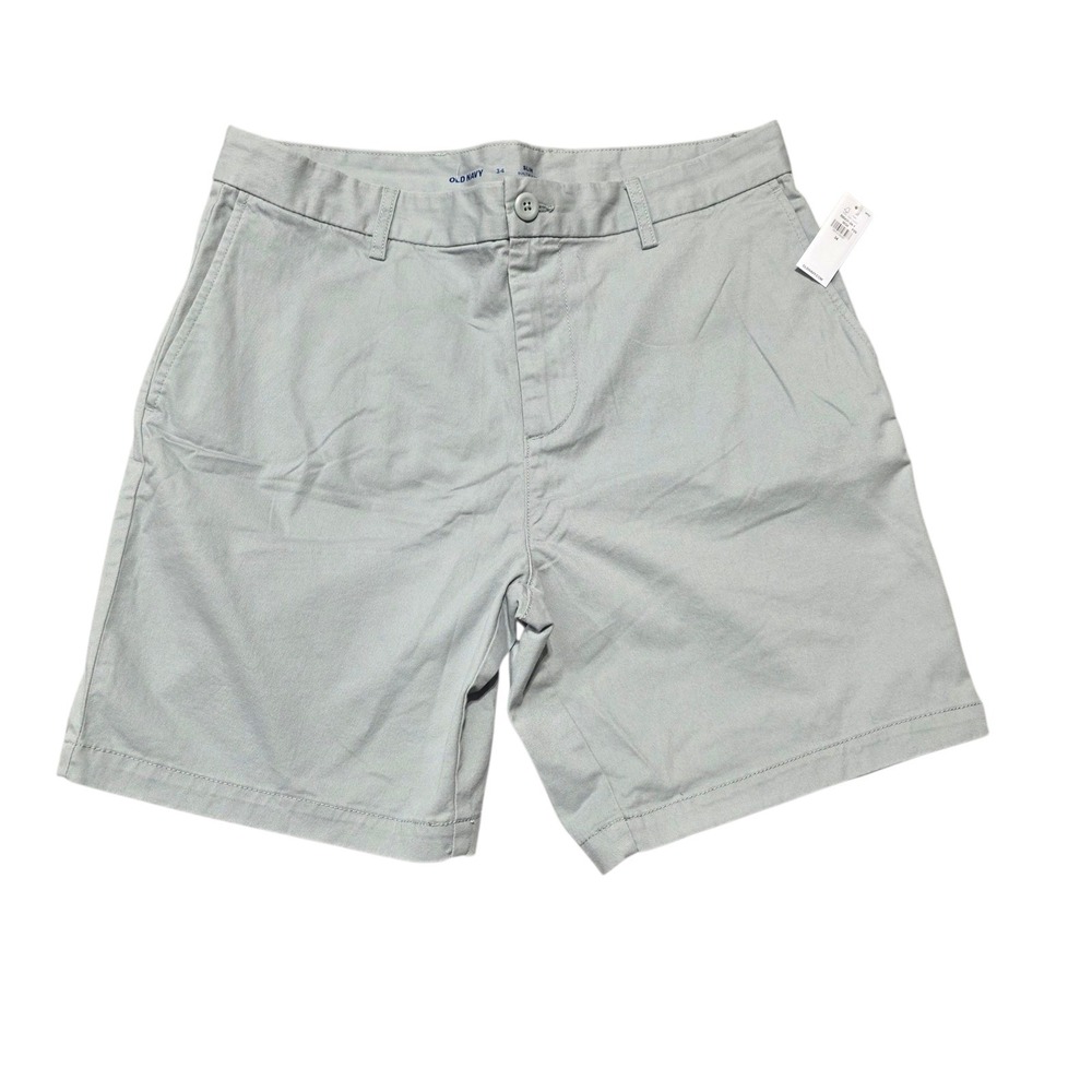 Old Navy‎ Slim Built-In Flex Chino Shorts Mens 34 Gray Cotton Blend Stretch